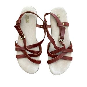 GH Bass Sunjun Brown Leather Margie Strappy Buckle Sandals